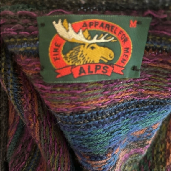 VTG ALPS Men’s Wool Blend Sweater Vest Sz M Button Down Jewel Tones/Gray Grandpa - Picture 4 of 6